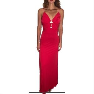 Nicole Bakti Red Formal Double Side Split Dress Gown Sz XS